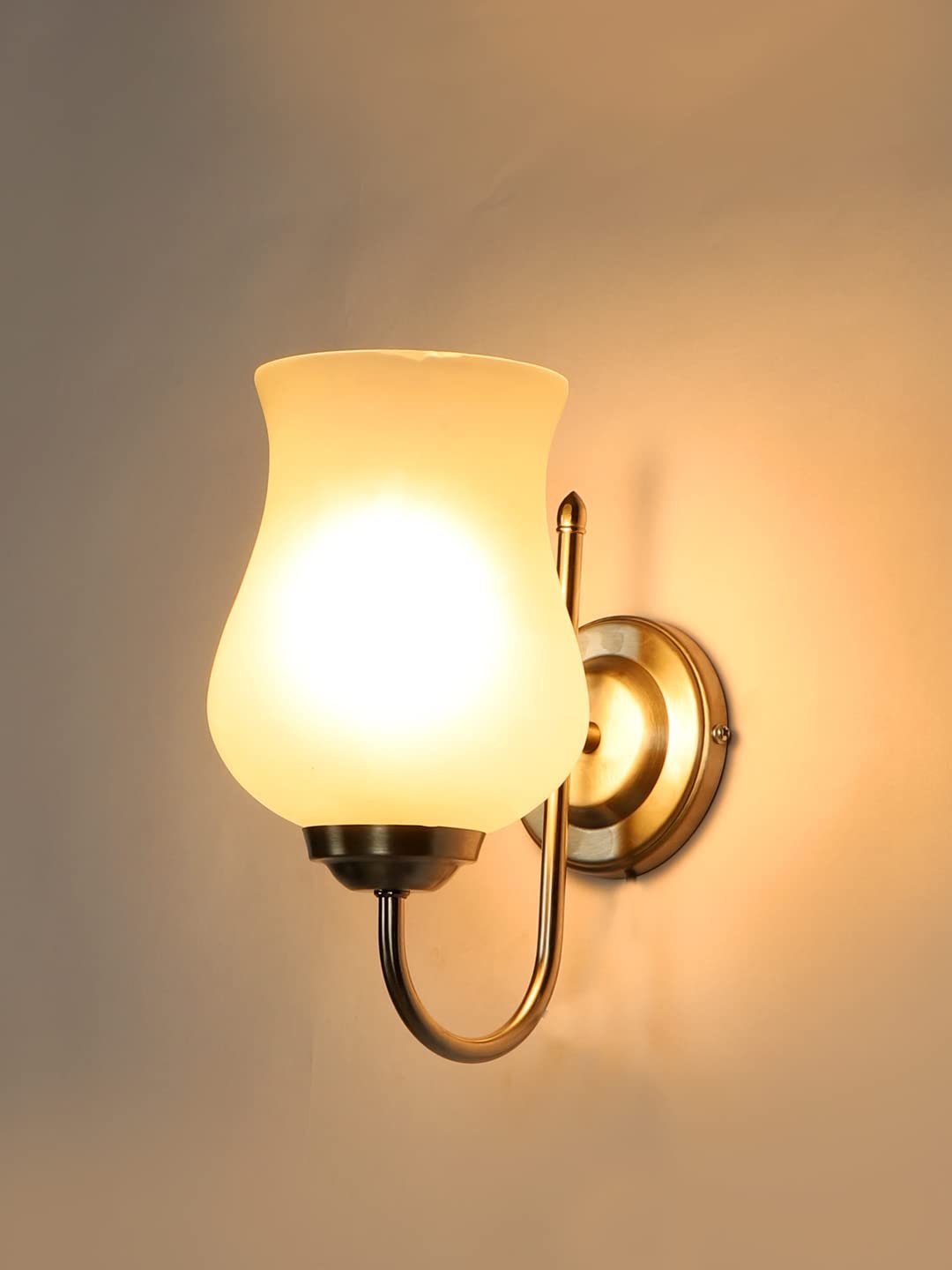 Milky Glass Wall Mounted Lamp with Steel Base(JH32)
