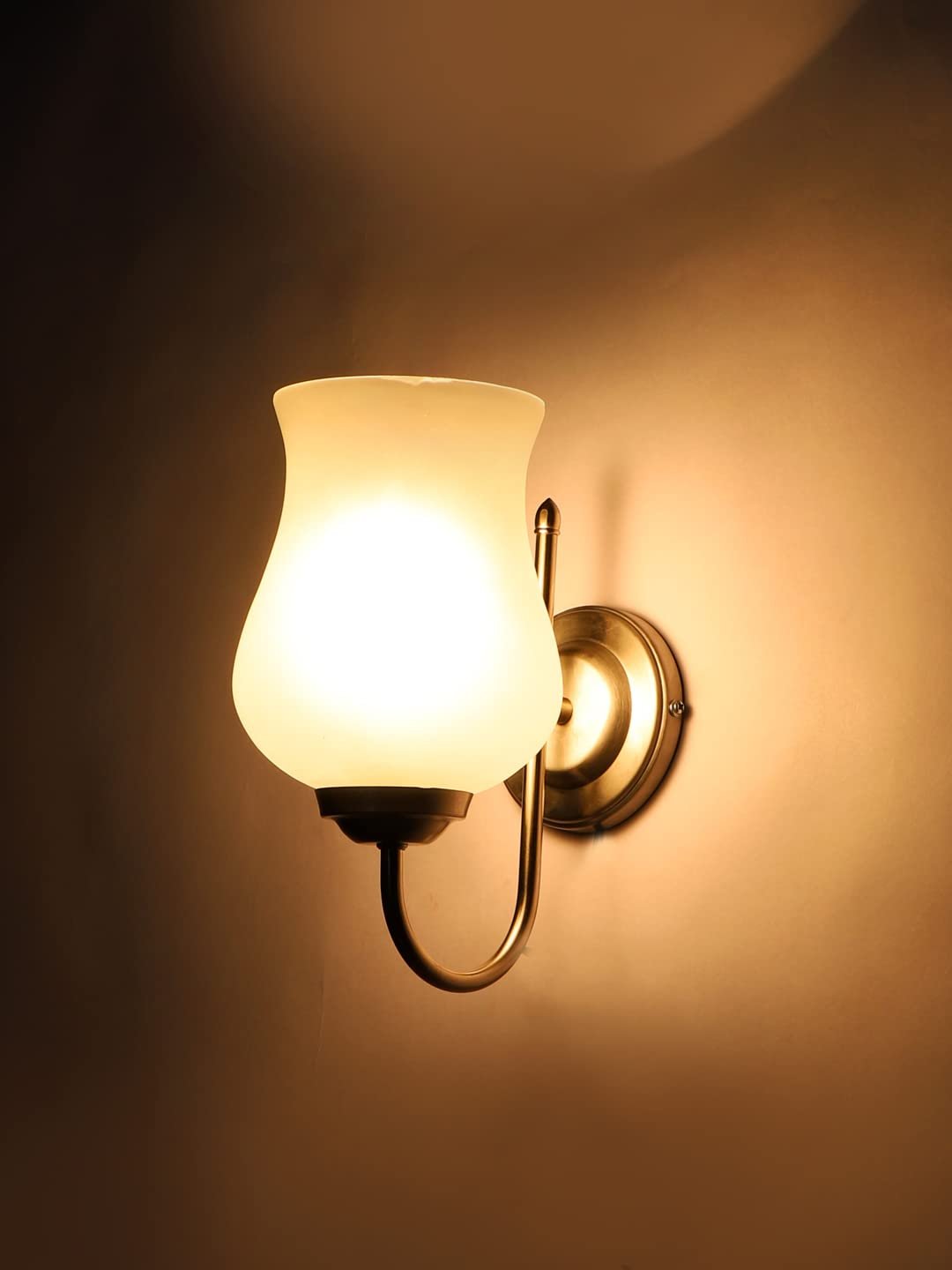 Milky Glass Wall Mounted Lamp with Steel Base(JH32)