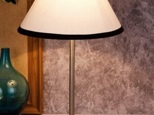 Conical Multicolor Cotton Shade Table Lamp with Steel Base