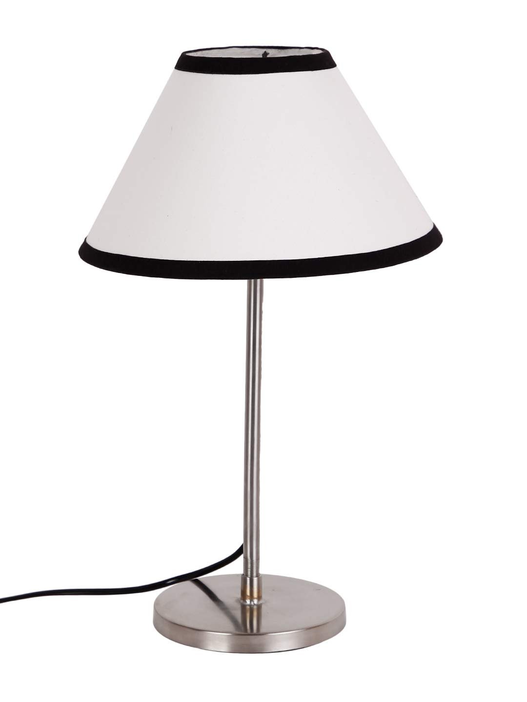 Conical Multicolor Cotton Shade Table Lamp with Steel Base