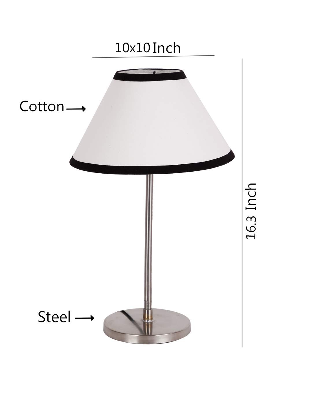 Conical Multicolor Cotton Shade Table Lamp with Steel Base
