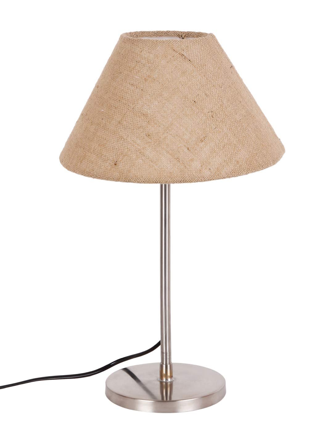 Conical Beige Jute Shade Table Lamp with Steel Base