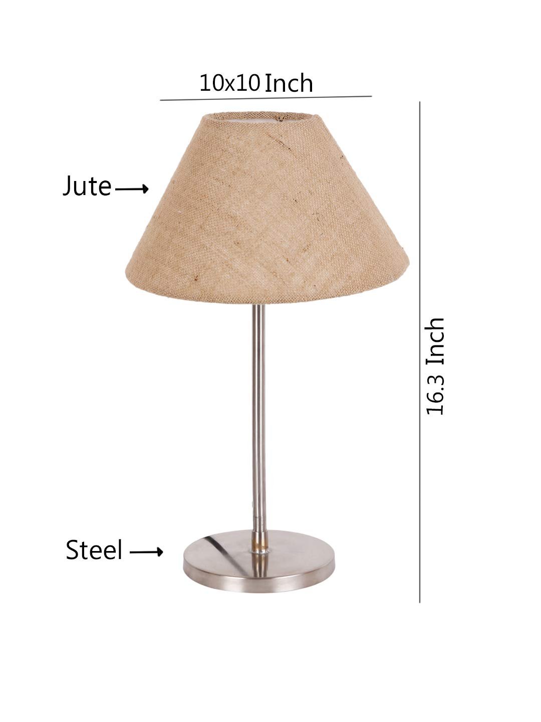 Conical Beige Jute Shade Table Lamp with Steel Base