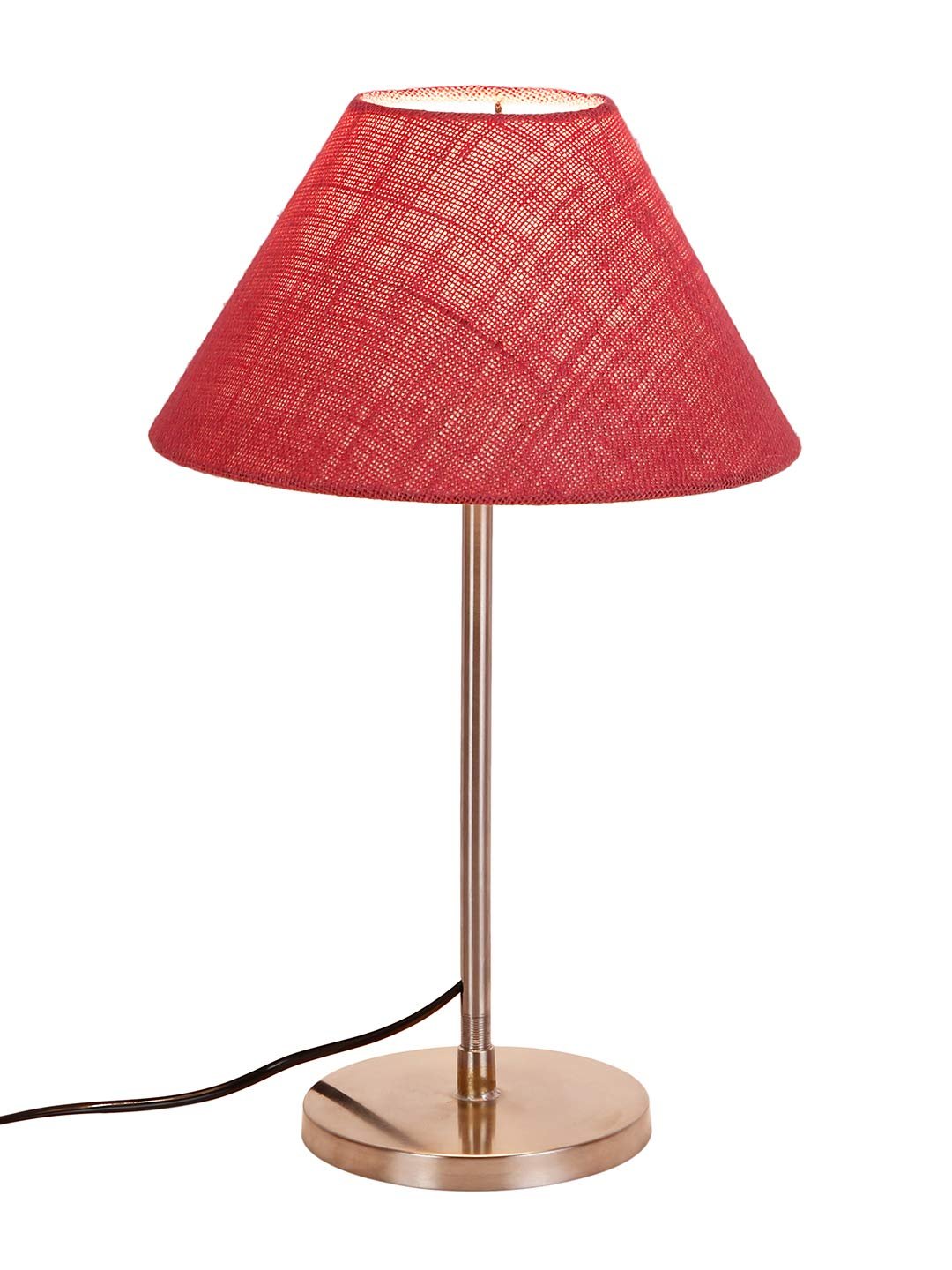 Conical Pink Jute Shade Table Lamp with Steel Base
