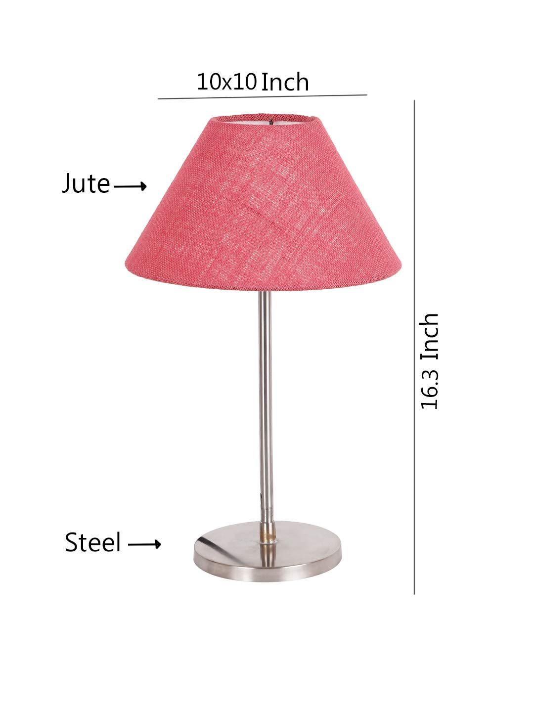 Conical Pink Jute Shade Table Lamp with Steel Base