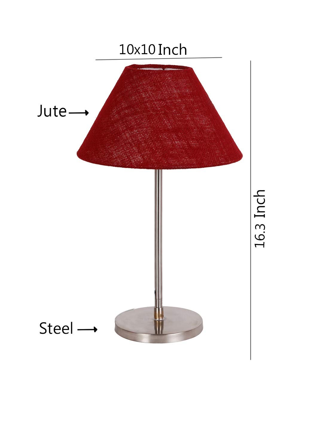 Conical Maroon Jute Shade Table Lamp with Steel Base