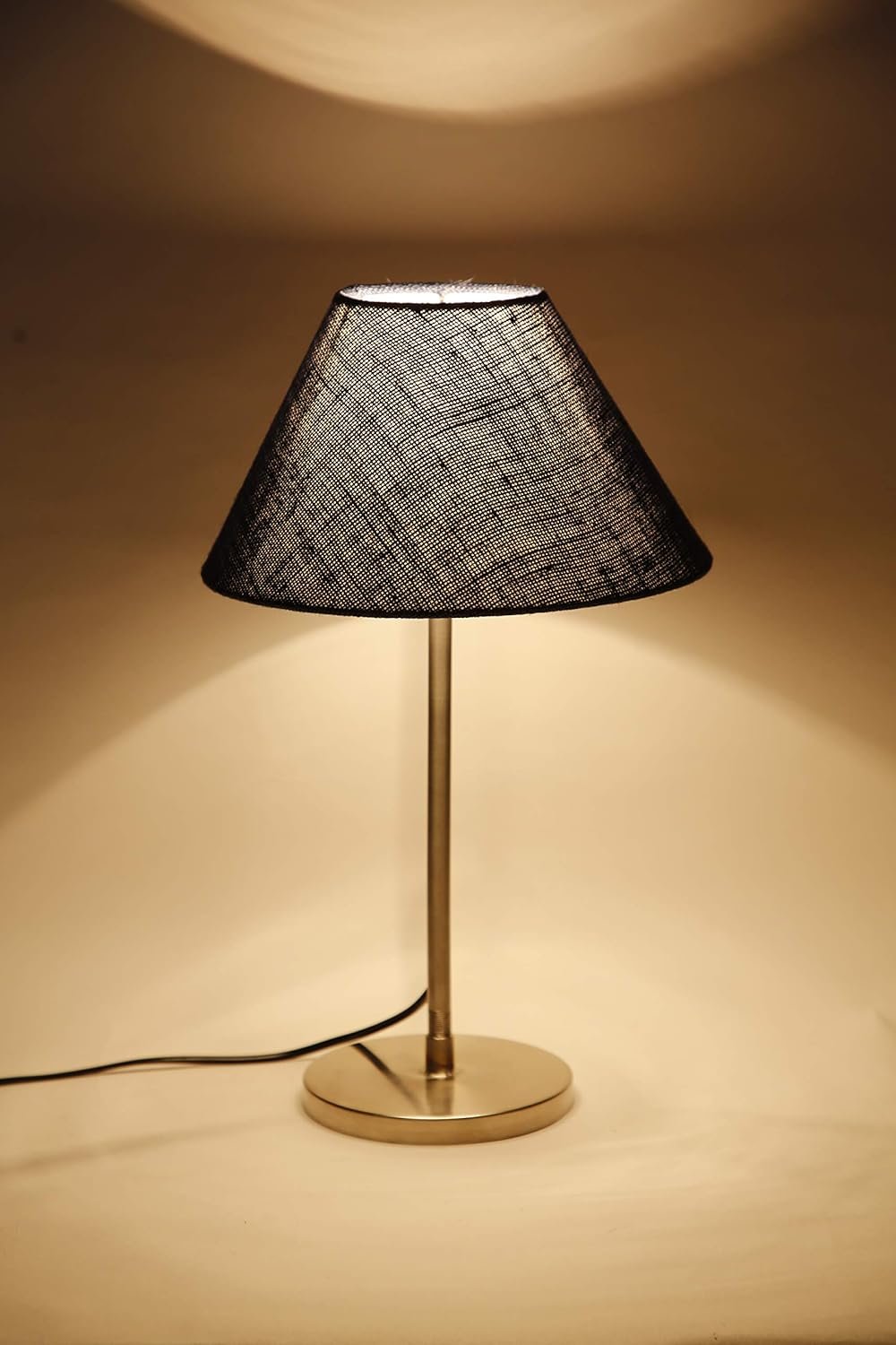 Conical Blue Jute Shade Table Lamp with Steel Base