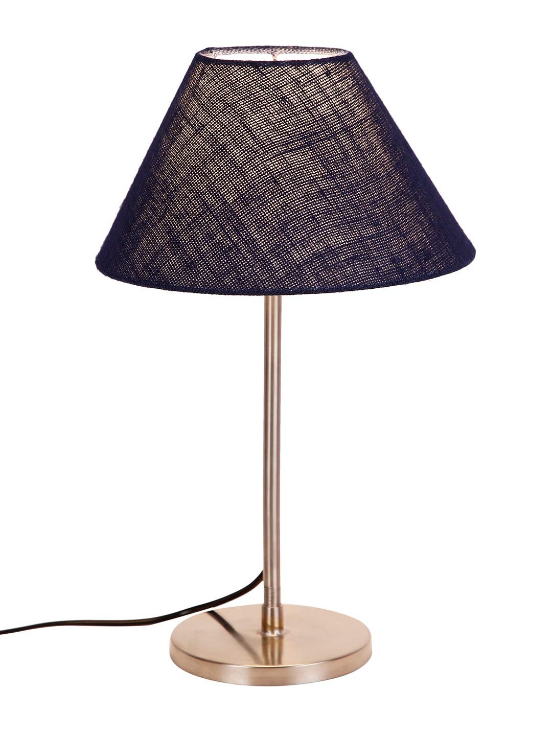 Conical Blue Jute Shade Table Lamp with Steel Base