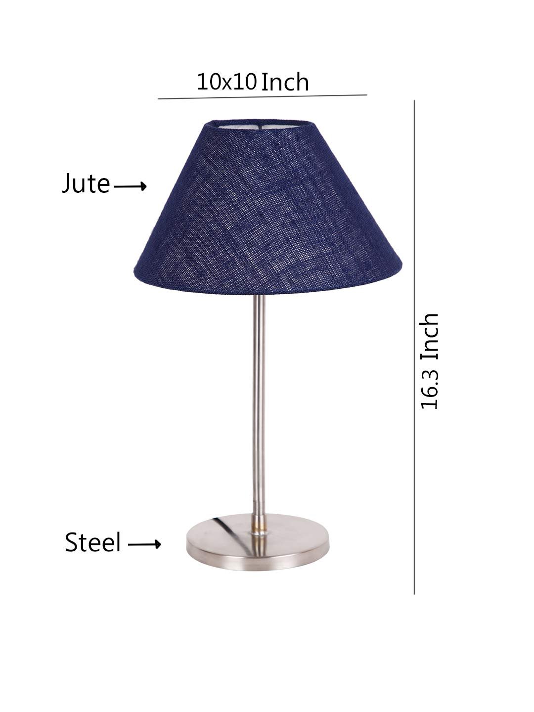 Conical Blue Jute Shade Table Lamp with Steel Base