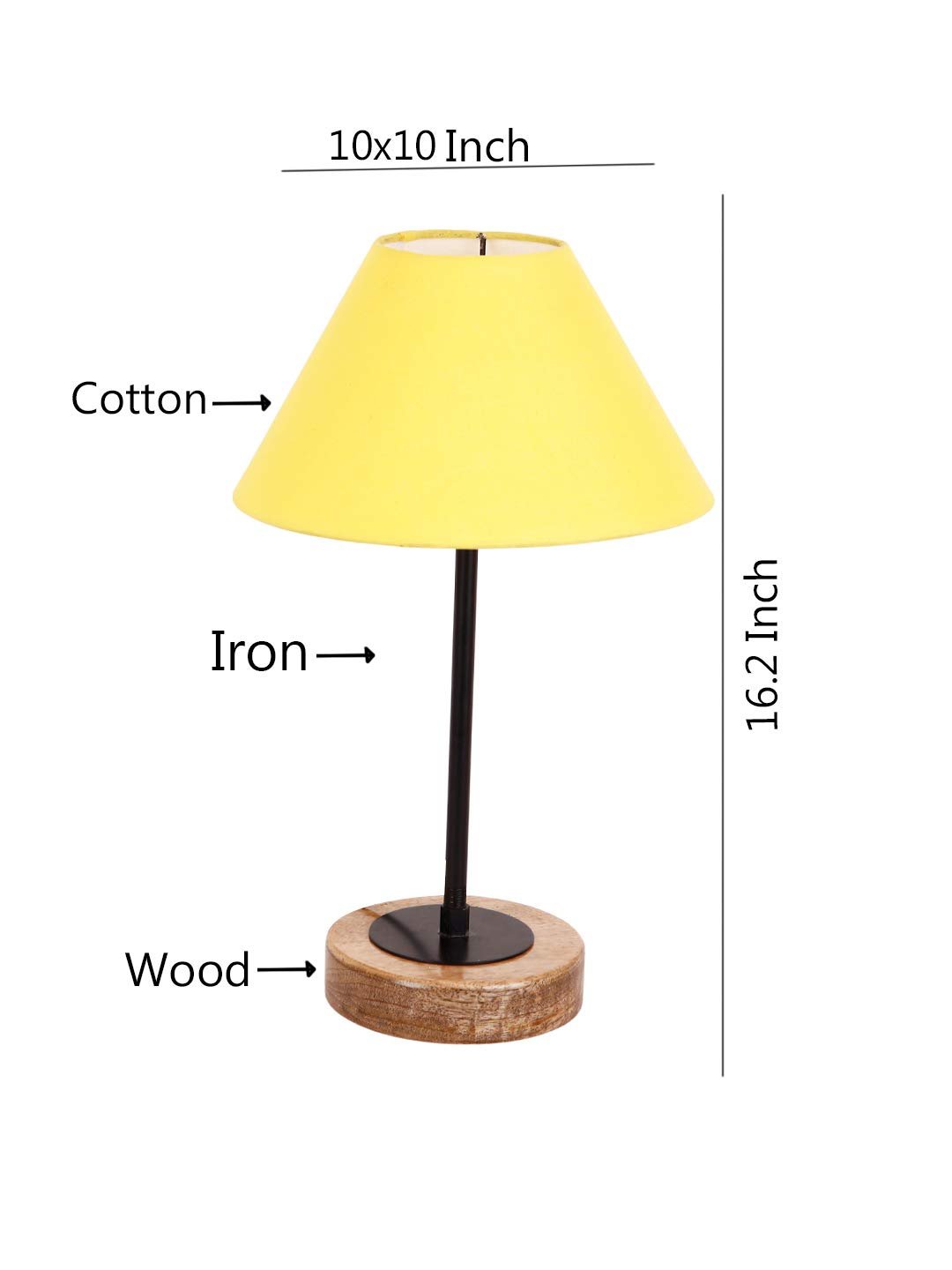 Conical Cotton Shade Table Lamp with Wood Base