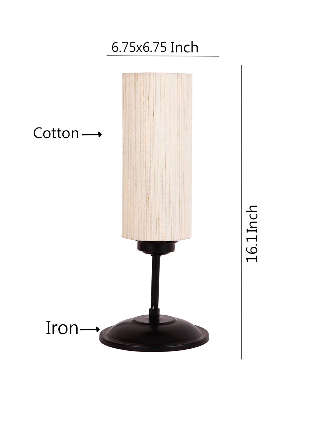 Cylindrical Off-White Cotton Shade Table Lamp with Black Base (Size : 6.75x6.75x16.1 Inches)