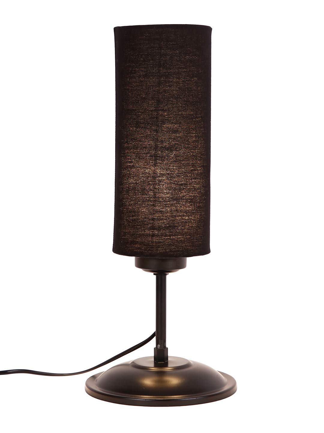 Cylindrical Cotton Shade Table Lamp with Black Base for Home/Office/Gifting - (Size : 6.75x6.75x16.1 Inches, Colour : Black)