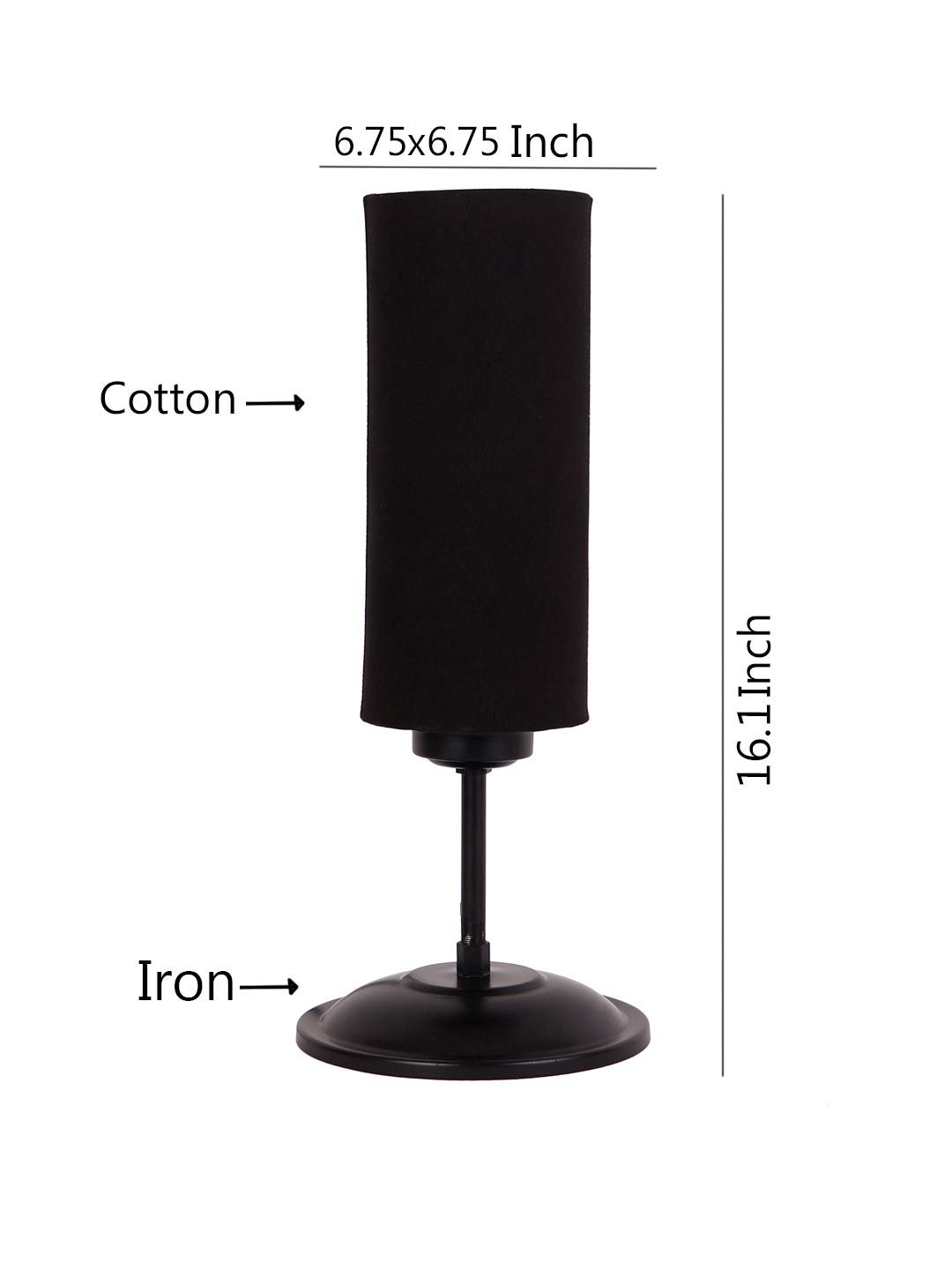 Cylindrical Cotton Shade Table Lamp with Black Base for Home/Office/Gifting - (Size : 6.75x6.75x16.1 Inches, Colour : Black)