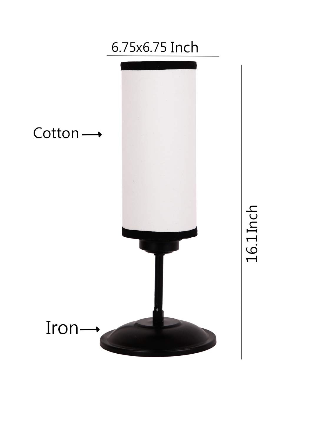 Cylindrical Multicolor Cotton Shade Table Lamp with Black Base (Size : 6.75x6.75x16.1 Inches)