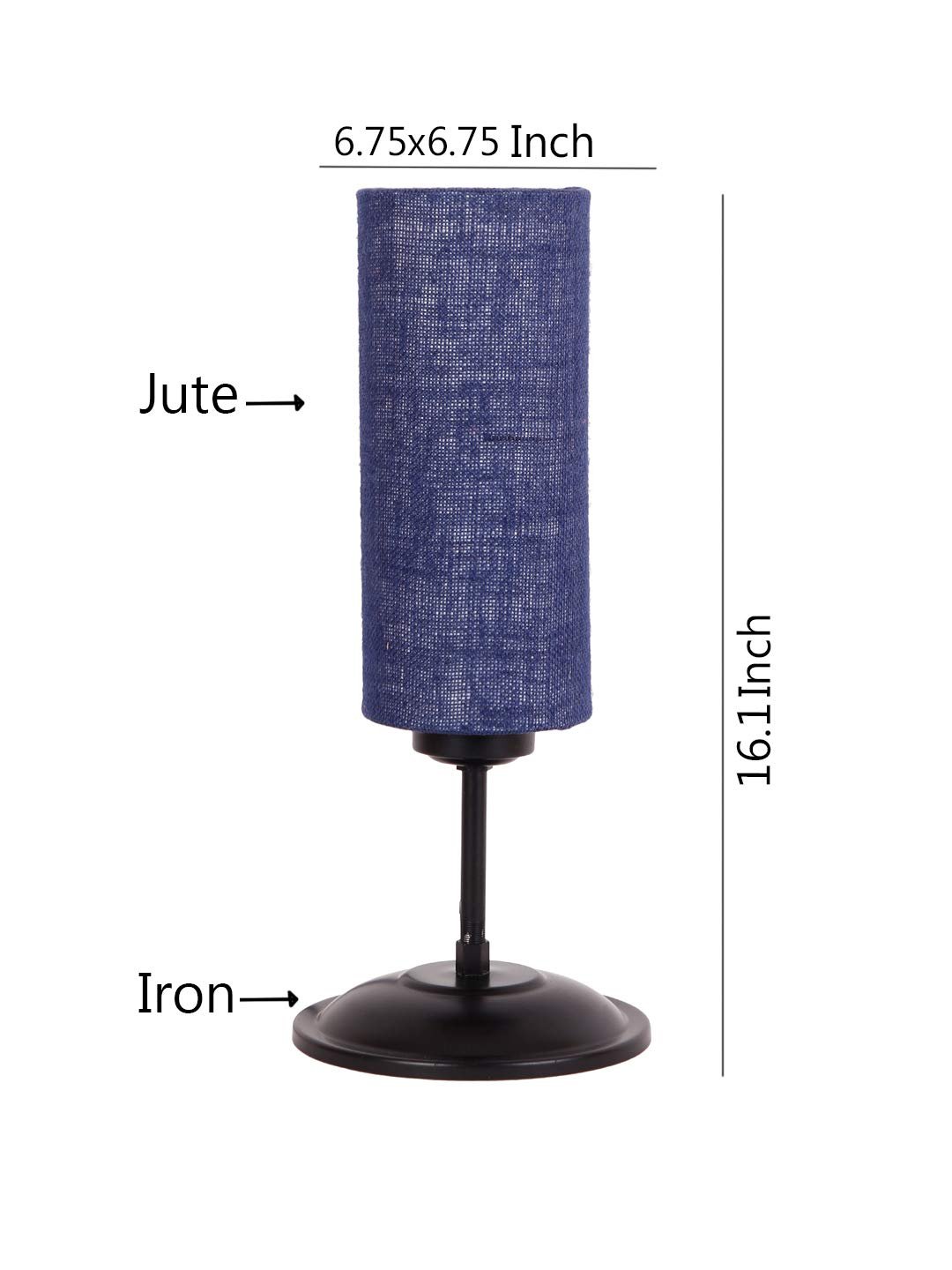 Cylindrical Blue Jute Shade Table Lamp with Black Base (Size : 6.75x6.75x16.1 Inches)