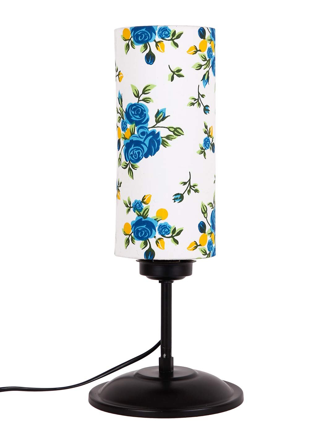 Cylindrical Multi Cotton Shade Table Lamp with Black Base (Size : 6.75x6.75x16.1 Inches)