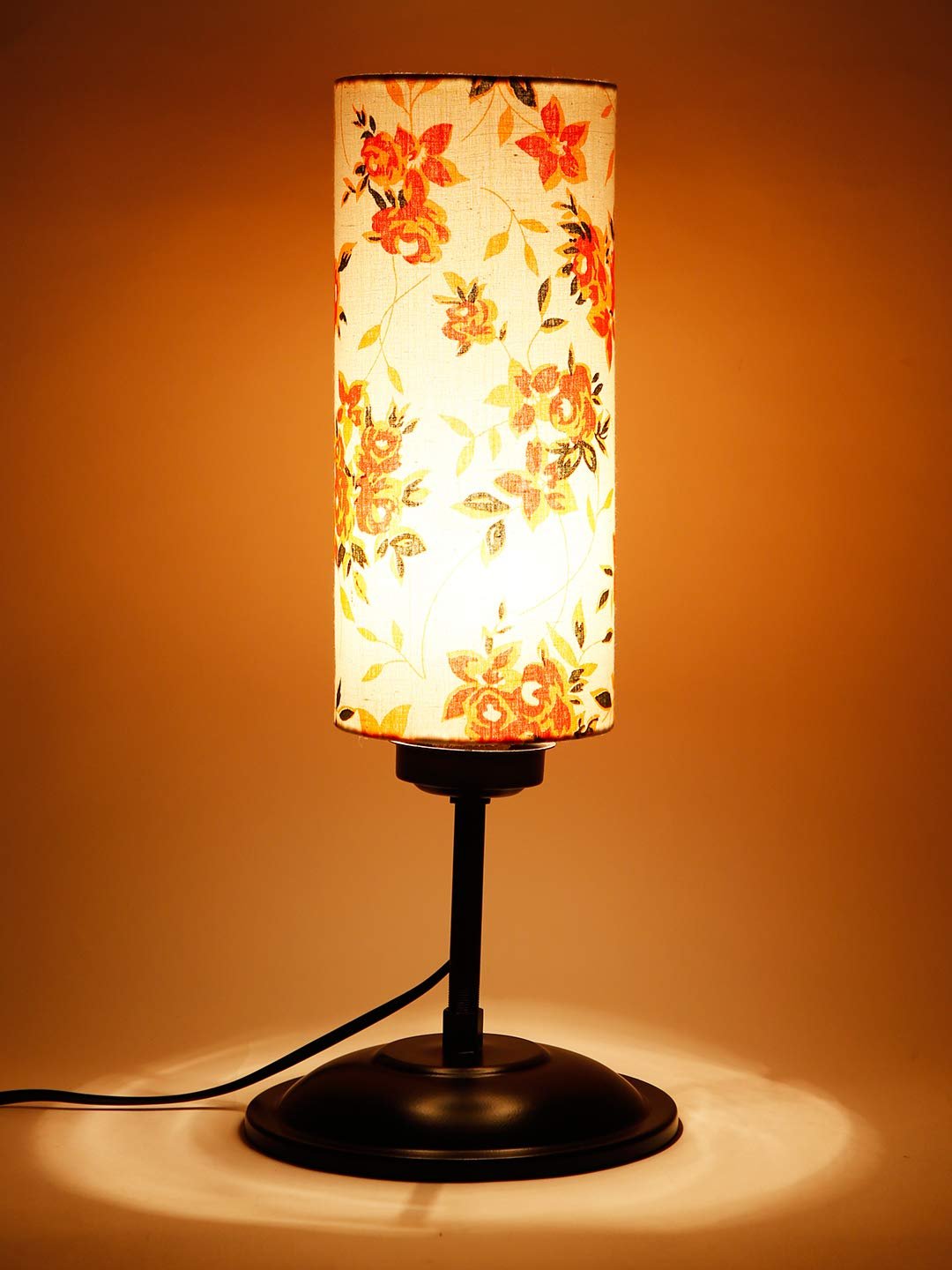 Cylindrical Multi Cotton Shade Table Lamp with Black Base (Size : 6.75x6.75x16.1 Inches)