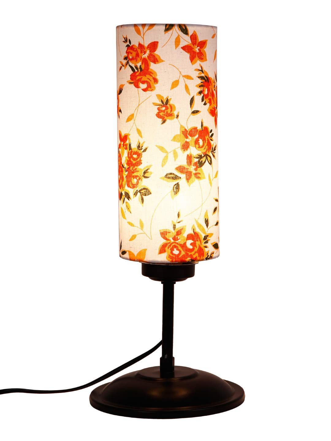 Cylindrical Multi Cotton Shade Table Lamp with Black Base (Size : 6.75x6.75x16.1 Inches)