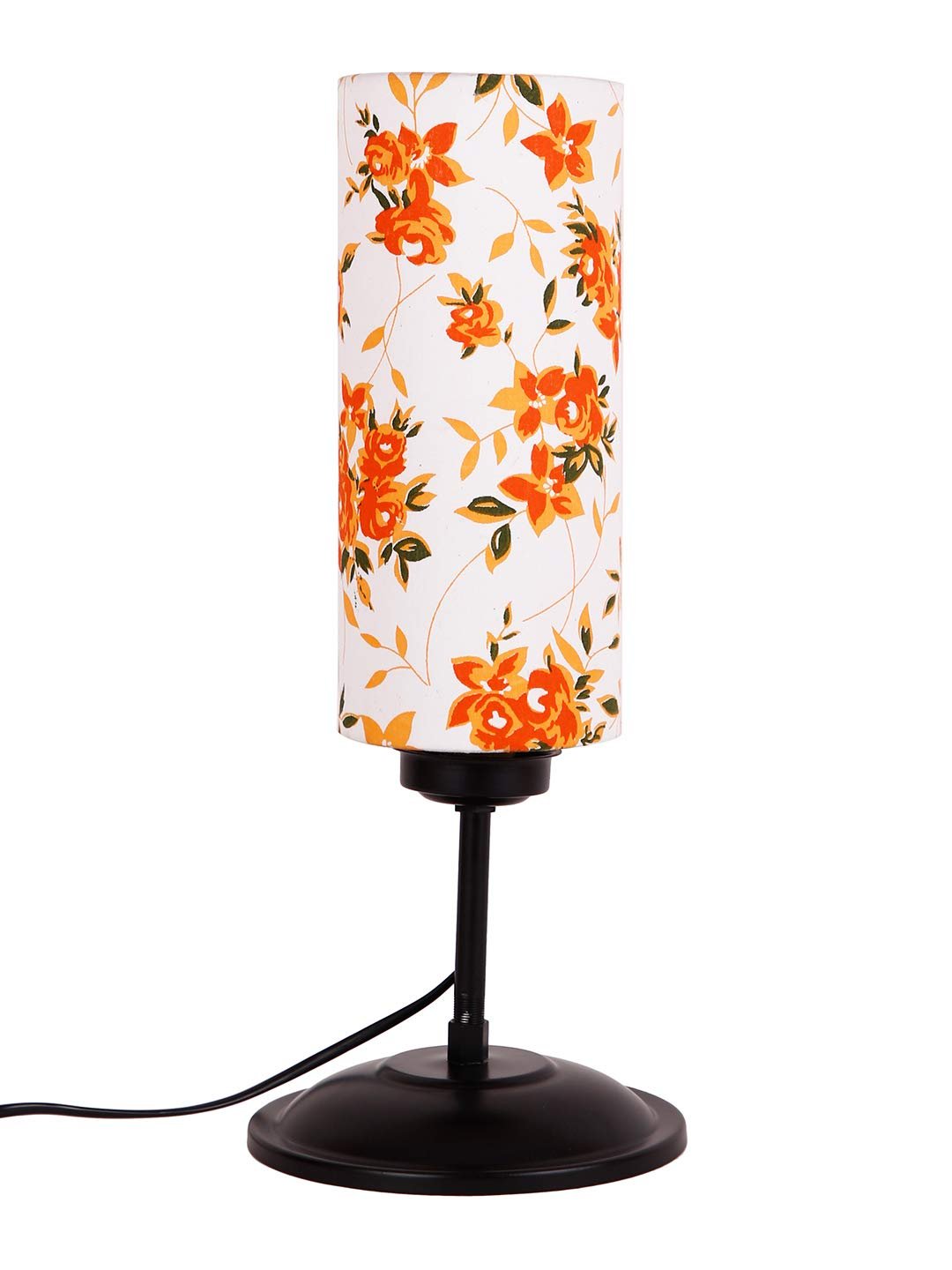 Cylindrical Multi Cotton Shade Table Lamp with Black Base (Size : 6.75x6.75x16.1 Inches)
