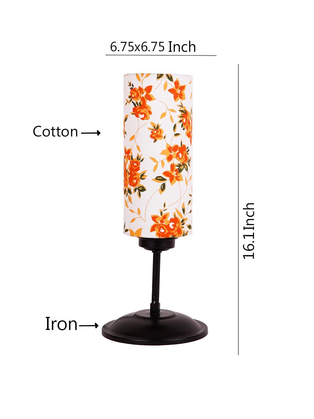 Cylindrical Multi Cotton Shade Table Lamp with Black Base (Size : 6.75x6.75x16.1 Inches)