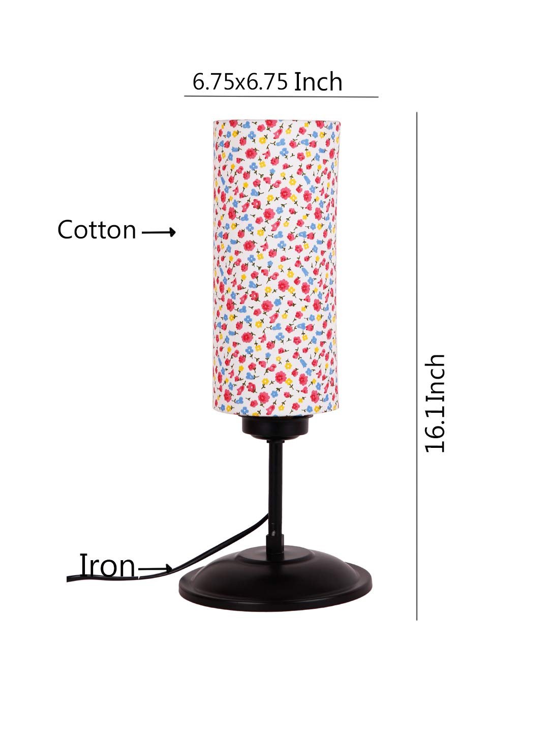 Cylindrical Multi Cotton Shade Table Lamp with Black Base (Size : 6.75x6.75x16.1 Inches)
