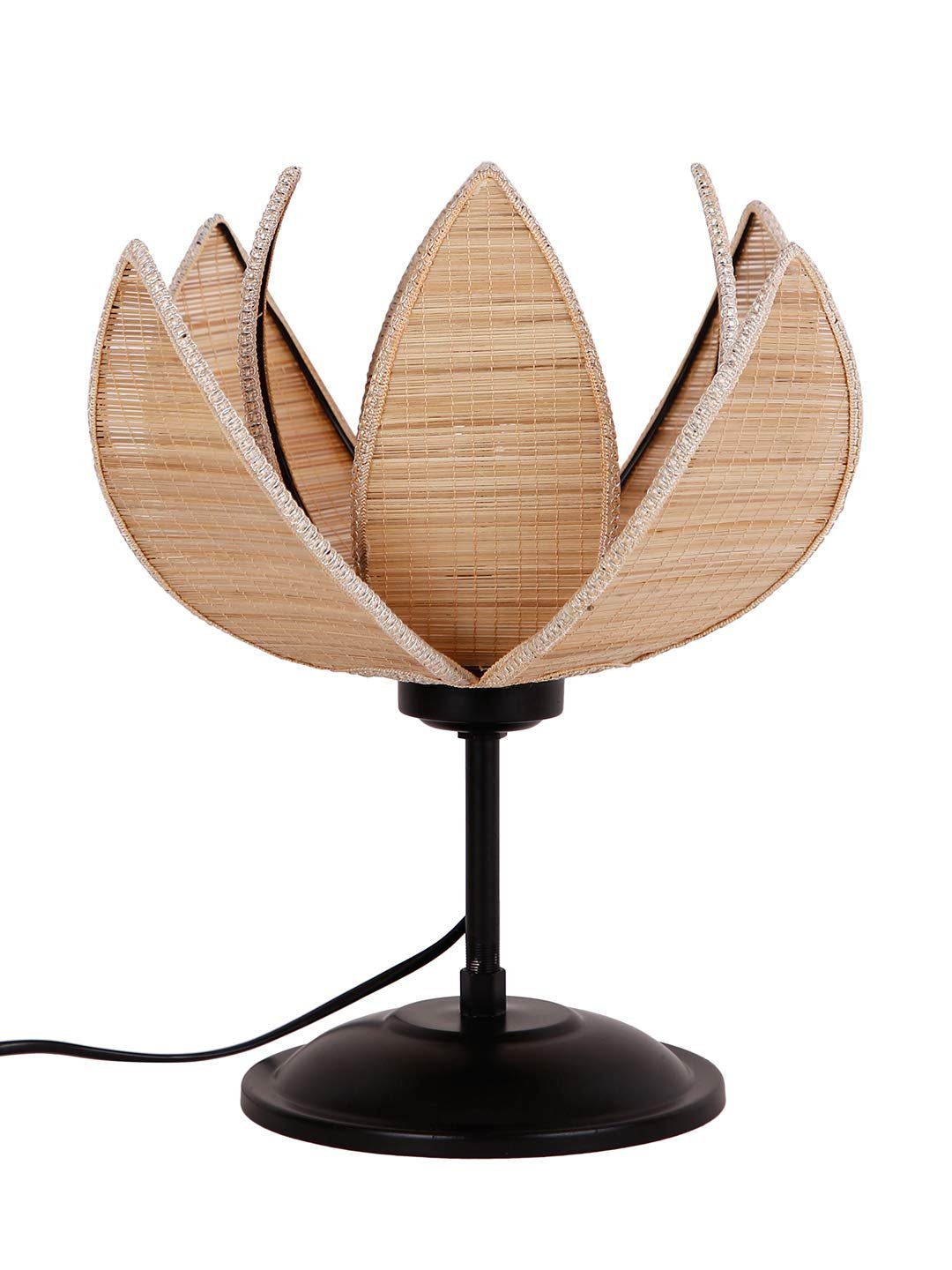 Rose Bamboo Shade Table Lamp with Black Base (Size : 12x12x13.25 Inches)