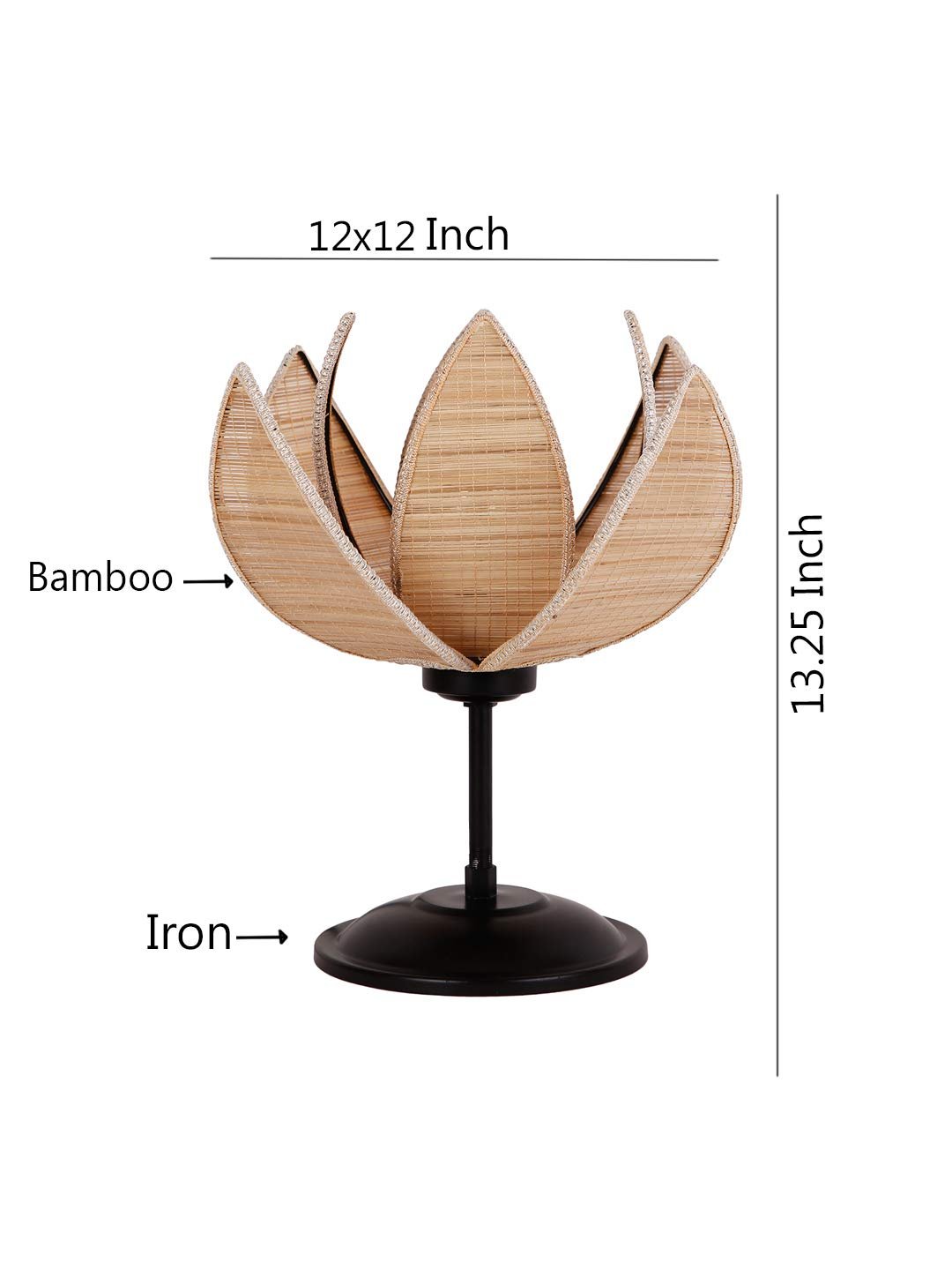 Rose Bamboo Shade Table Lamp with Black Base (Size : 12x12x13.25 Inches)