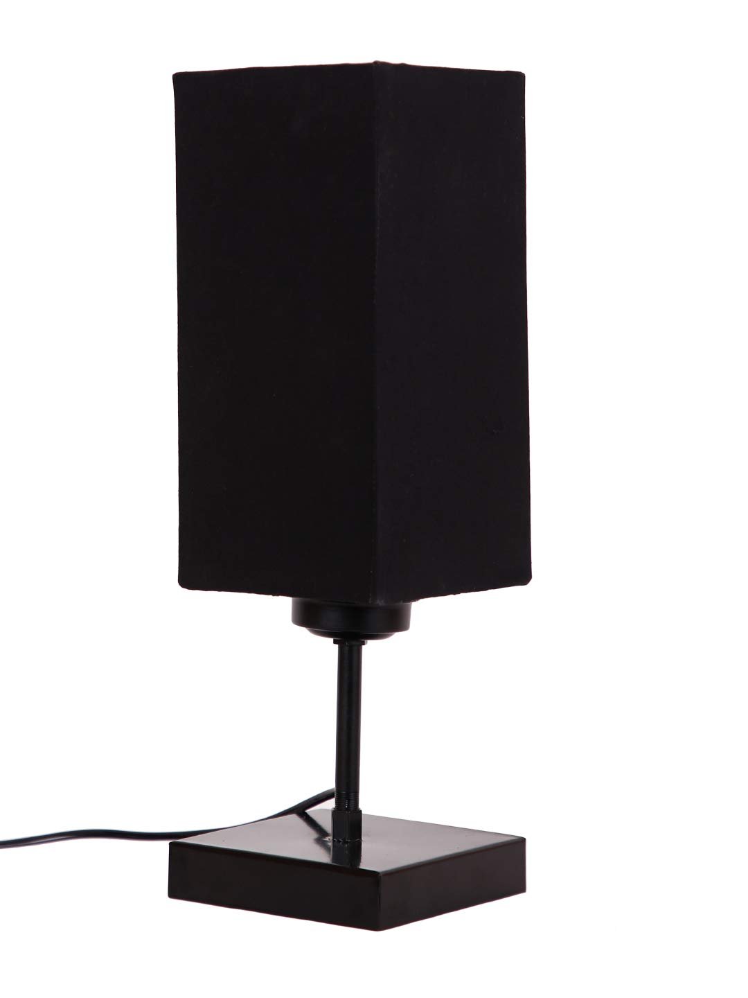 Square Black Cotton Shade Table Lamp with Iron Base