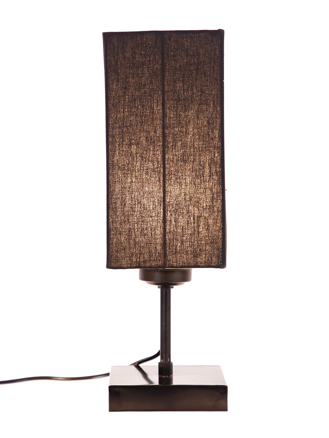 Square Black Cotton Shade Table Lamp with Iron Base