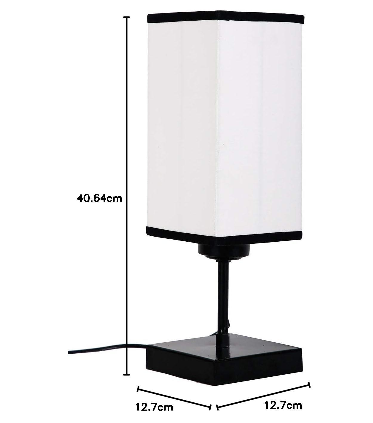 Square Multicolor Cotton Shade Table Lamp with Iron Base