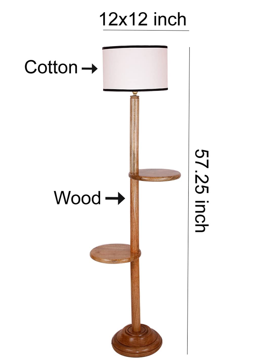 Multicolor Cotton Drum Shade Wood Natural Table Floor lamp