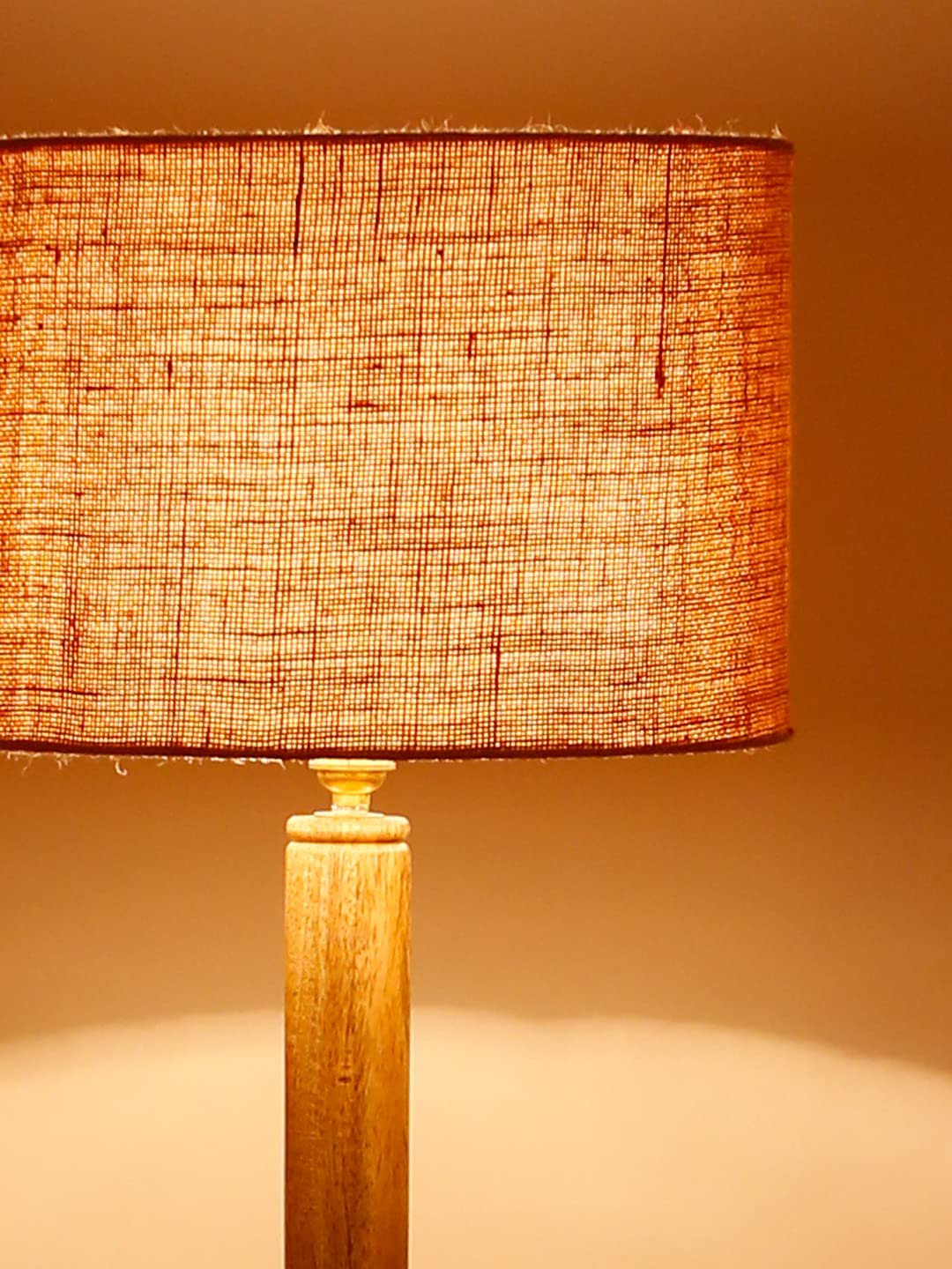 Beige Jute Drum Shade Wood Natural Table Floor lamp