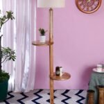 White Jute Drum Shade Wood Natural Table Floor lamp