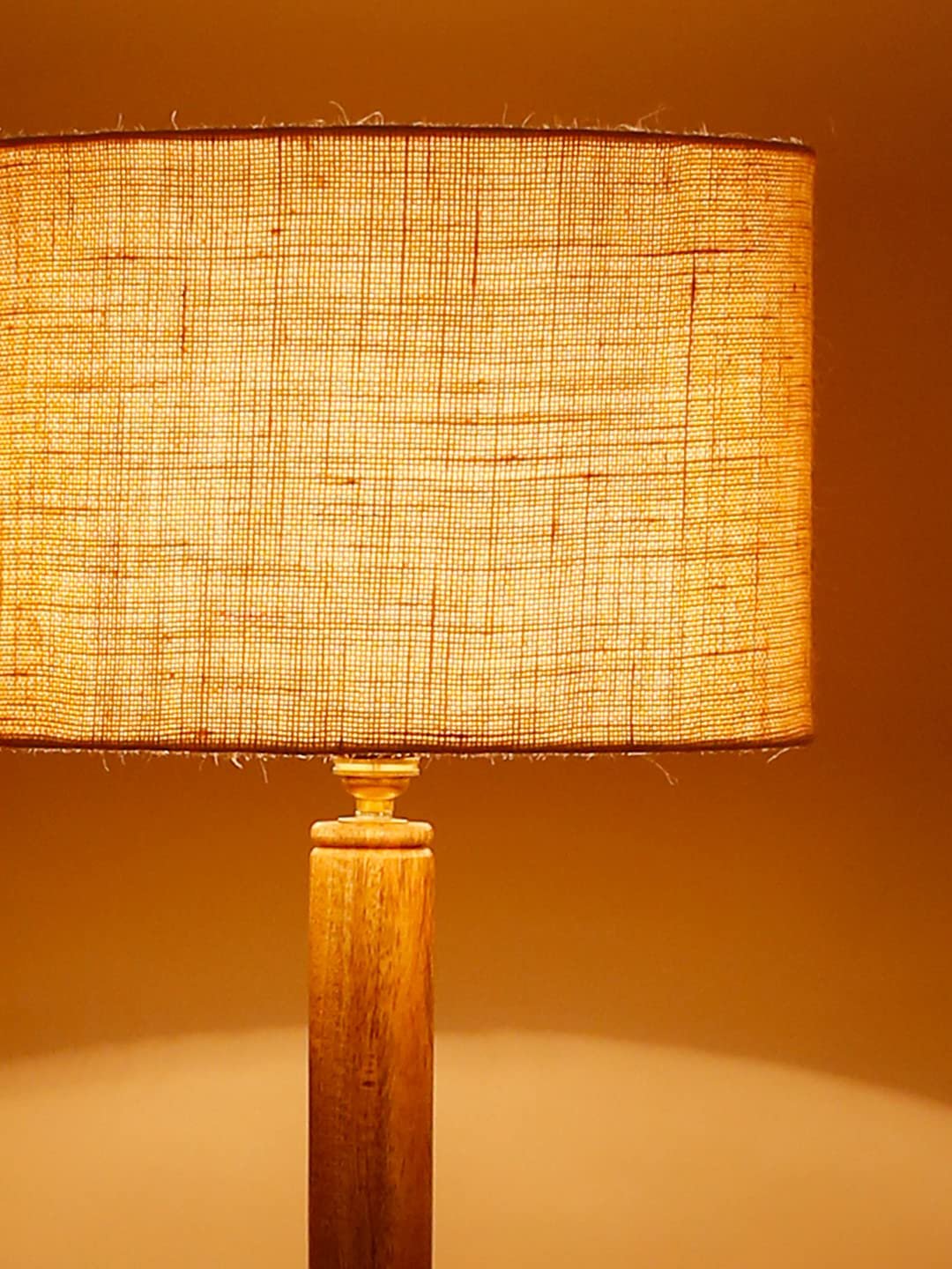 White Jute Drum Shade Wood Natural Table Floor lamp
