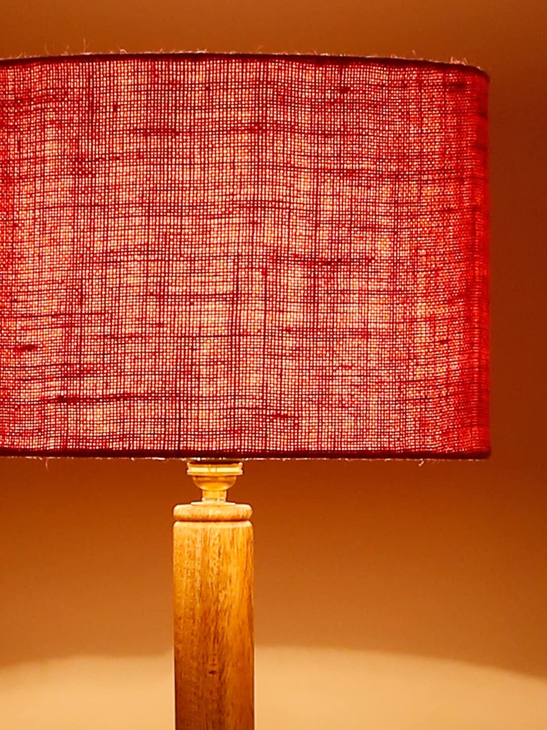 Pink Jute Drum Shade Wood Natural Table Floor lamp