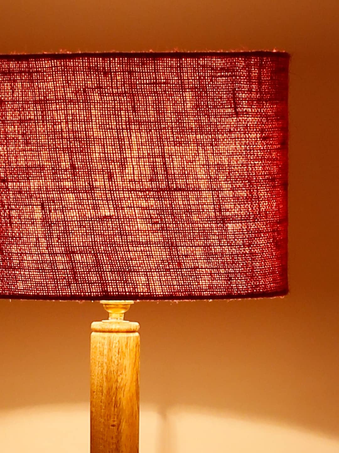 Maroon Jute Drum Shade Wood Natural Table Floor lamp