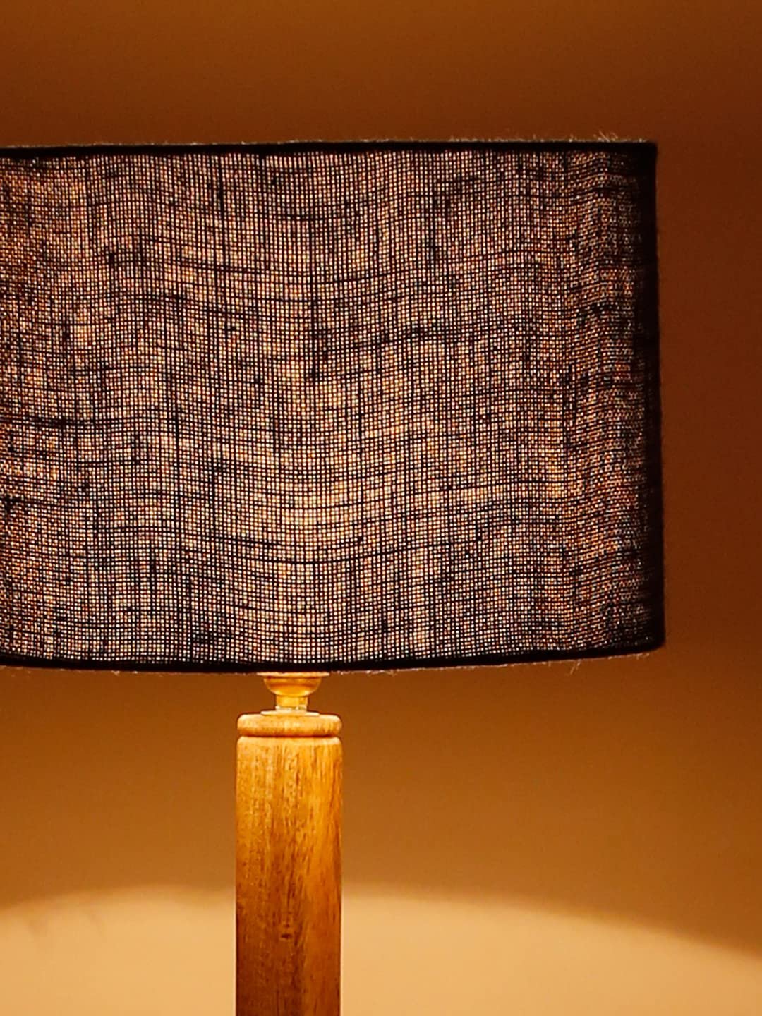 Blue Jute Drum Shade Wood Natural Table Floor lamp