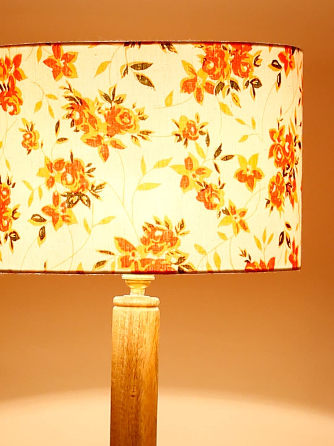 Multicolor Cotton Drum Shade Wood Natural Table Floor lamp -3