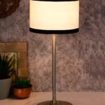 Drum Multicolor Cotton Shade Table Lamp with Steel Base