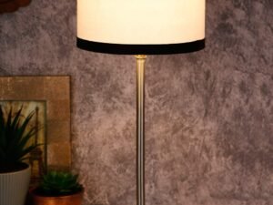 Drum Multicolor Cotton Shade Table Lamp with Steel Base