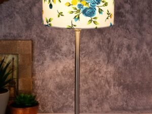 Drum Multicolor Cotton Shade Table Lamp with Steel Base