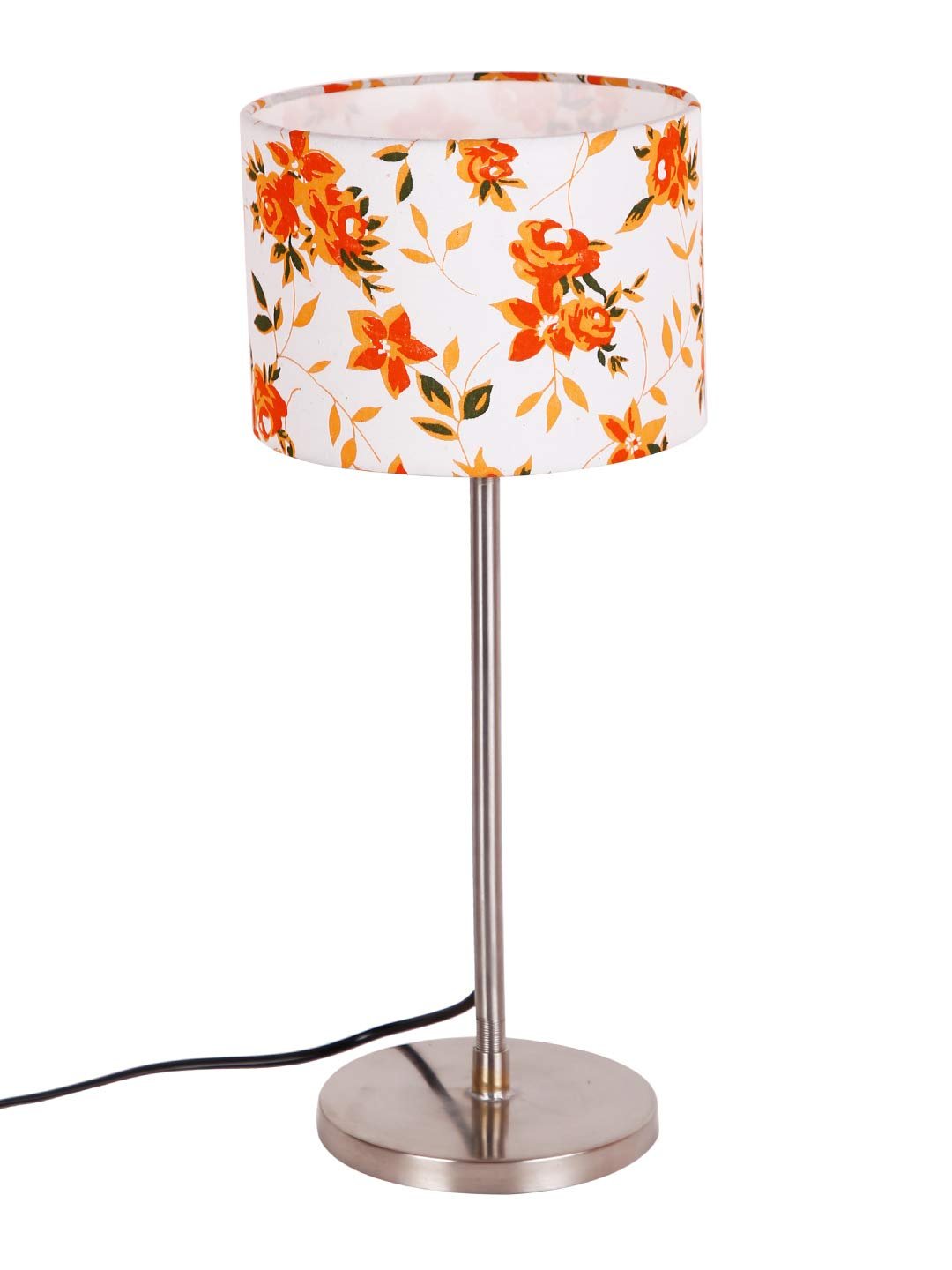 Drum Multicolor Cotton Shade Table Lamp with Steel Base