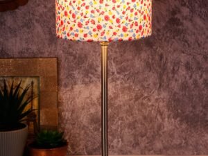 Drum Multicolor Cotton Shade Table Lamp with Steel Base