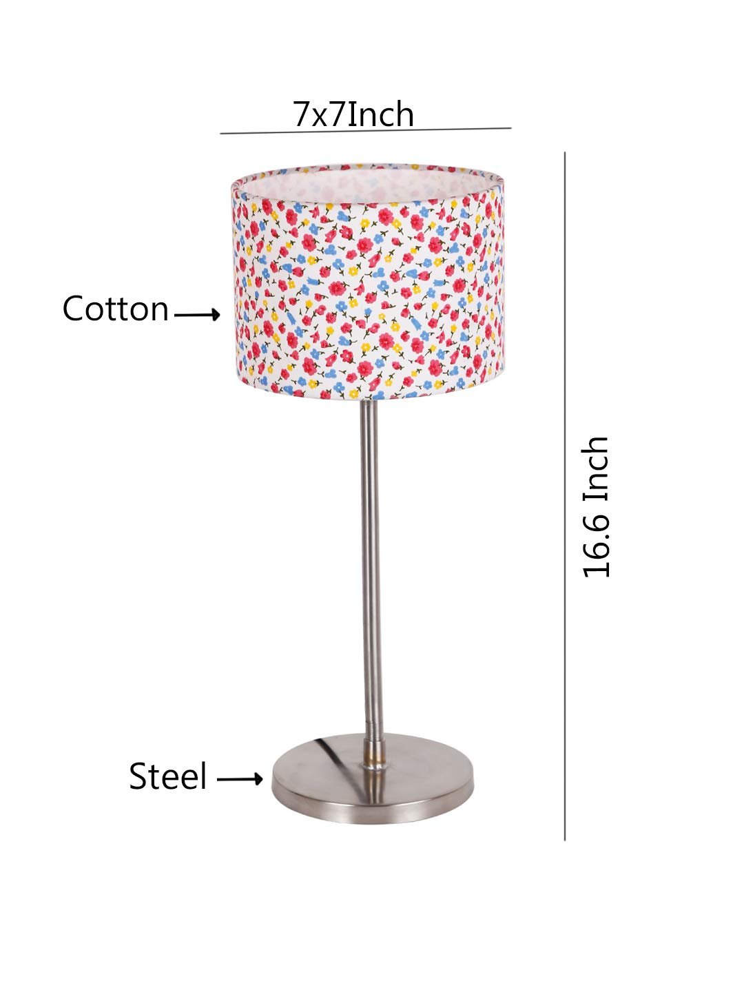 Drum Multicolor Cotton Shade Table Lamp with Steel Base