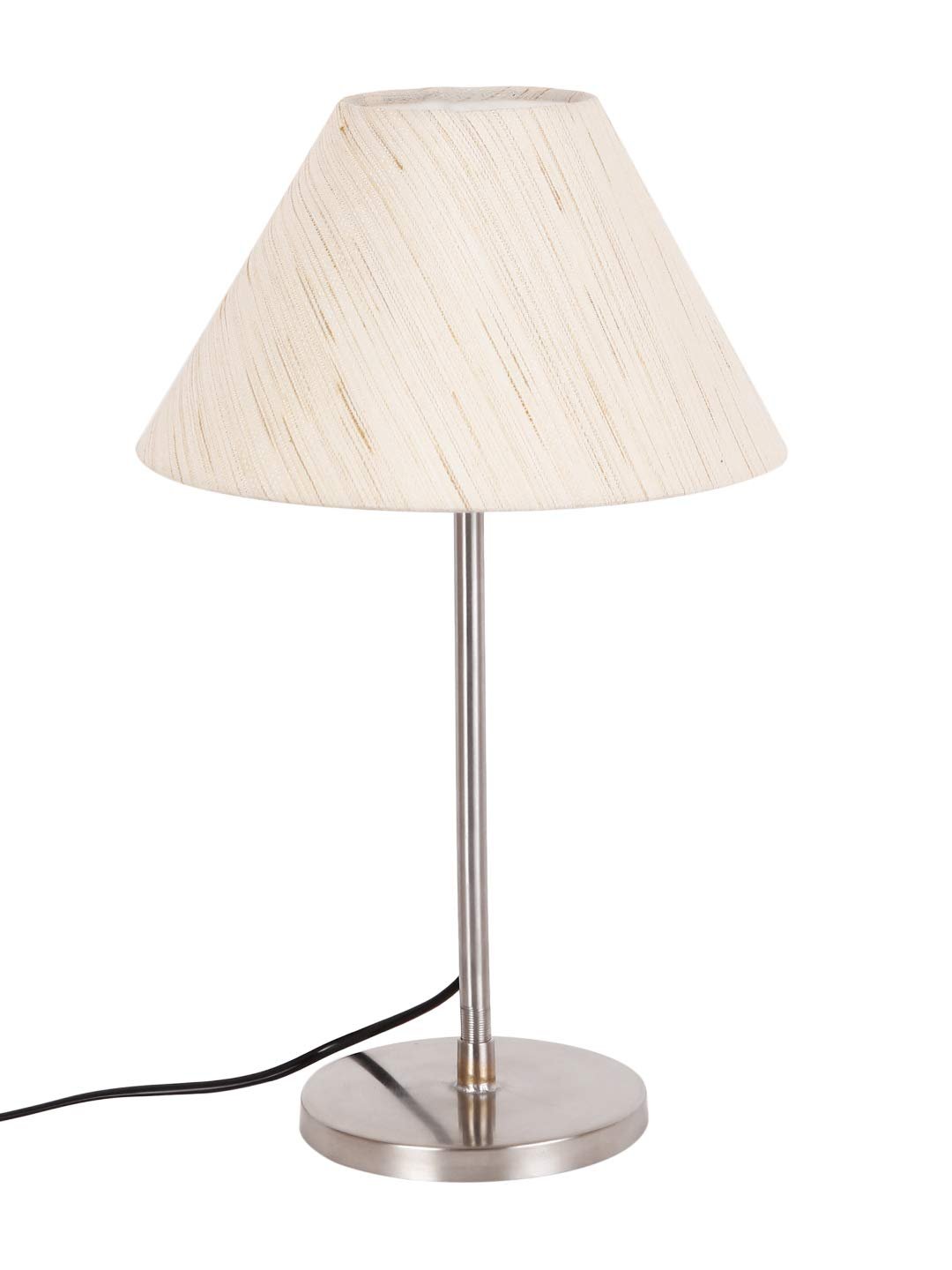 Conical Off White Cotton Shade Table Lamp with Steel Base