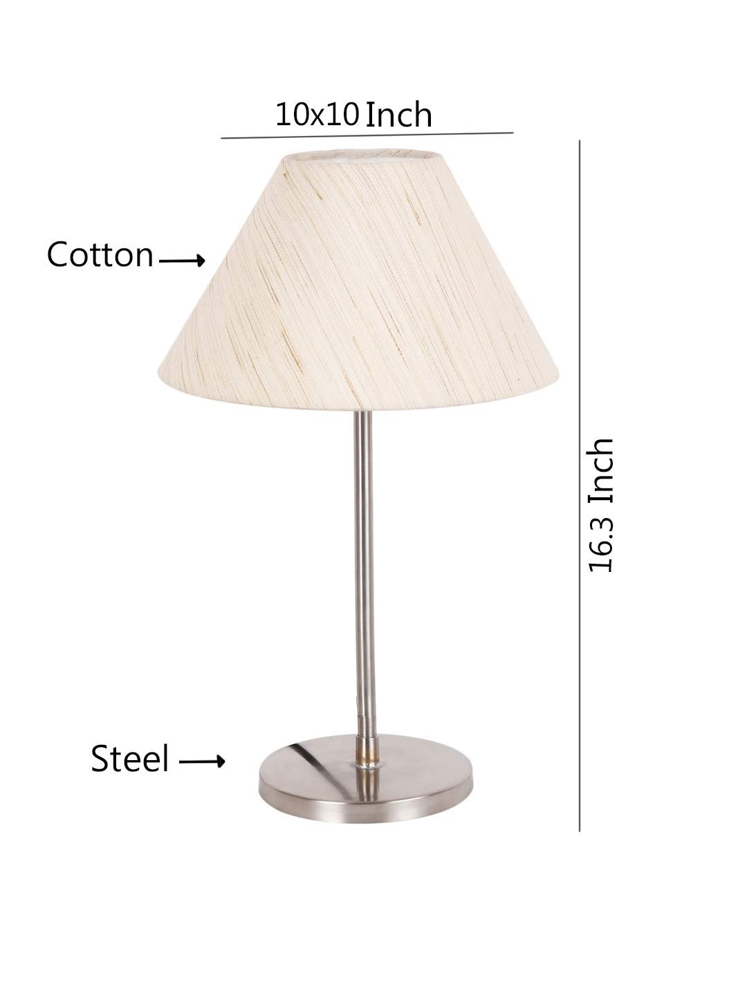 Conical Off White Cotton Shade Table Lamp with Steel Base