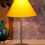 Conical Cotton Shade Table Lamp with Steel Base