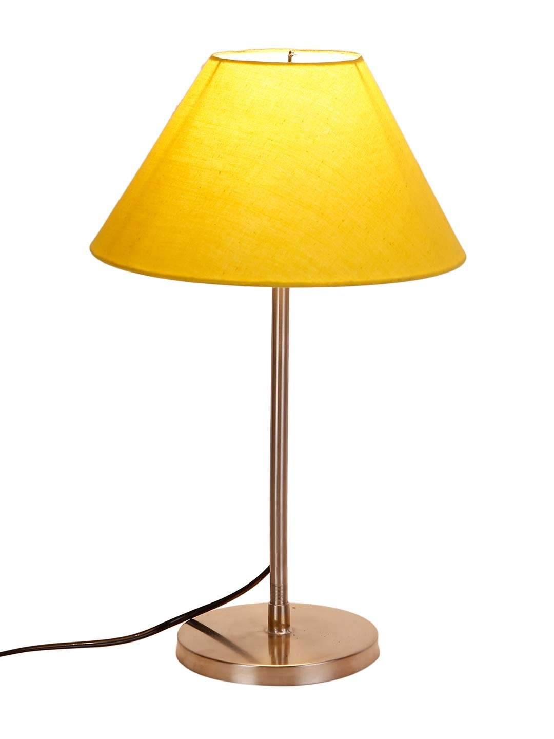 Conical Cotton Shade Table Lamp with Steel Base