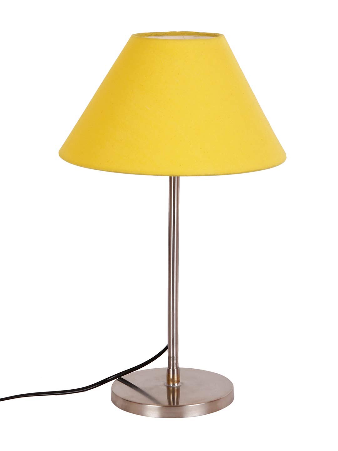 Conical Cotton Shade Table Lamp with Steel Base