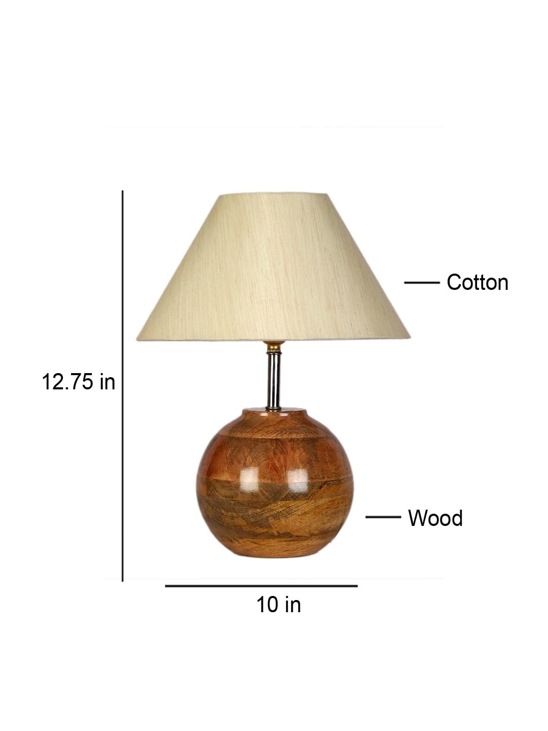 Off-White Cotton with Natural Wood Table Lamp